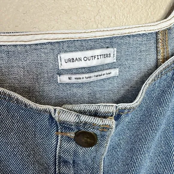 Y2K 90s Urban Outfitters Vintage Light Button Up Jumper Overall Dress Mini SZ 12 - Picture 6 of 6